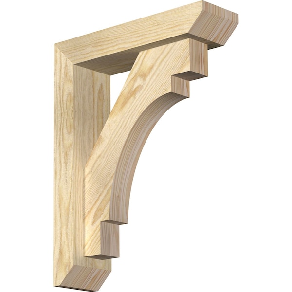 Ekena Millwork Merced Slat Rough Sawn Bracket w/ Offset Brace, Douglas Fir, 4"W x 14"D x 18"H BKT0402X14X18MRC06RDF - main